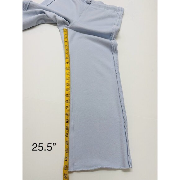 Frank & Eileen Bella Italian Sweatpants Light Blue Crop Wide Leg Triple Fleece - Picture 6 of 9